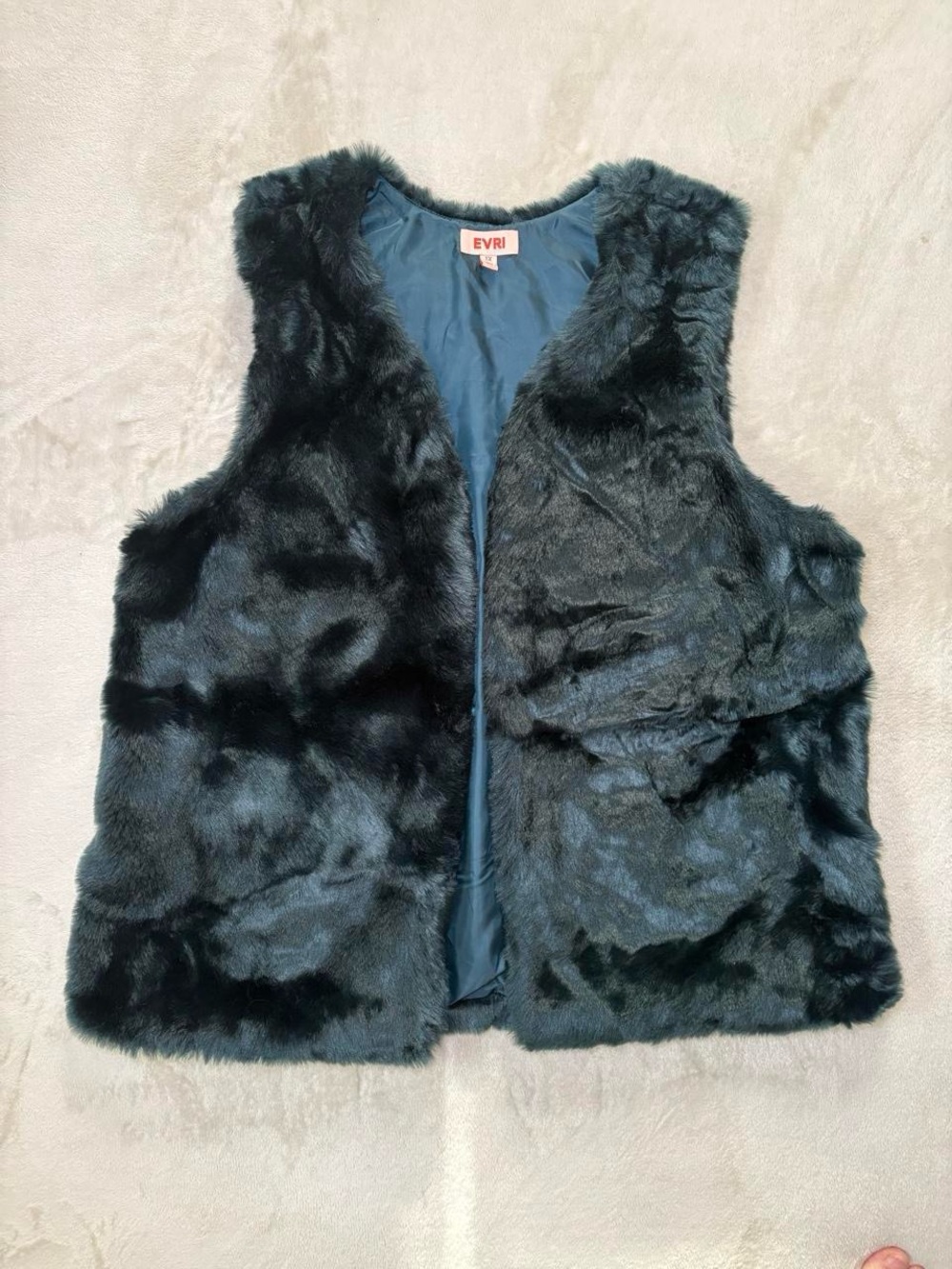 EVRI Women's Dark Teal Faux Fur Vest